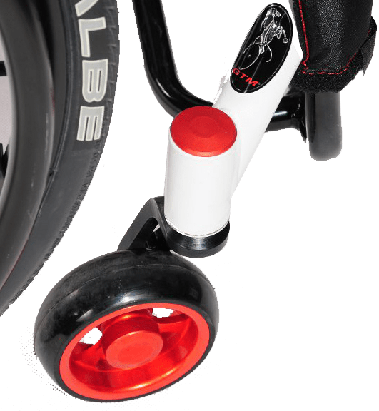 gtm-mustang-wheelchair-castor-closeup- gtm-mustang-wheelchair-castor-closeup-